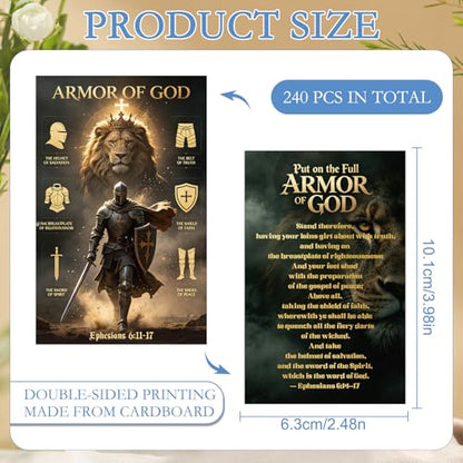 Gospel Tract Card Plan of Salvation 240 Pcs Armor of God Cards Pocket Holy Postcards Christian Scripture Knight Gospel Tracts Bookmark Gifts for Women Men Party Sunday School Church - color: Armor of God