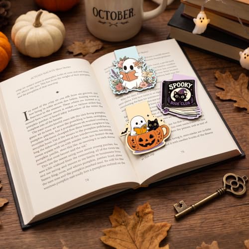 Halloween Magnetic Bookmarks 20 Pcs Spooky Ghost Page Markers Party Favors - style: Halloween Spooky Ghost
