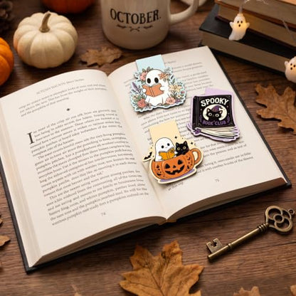 Halloween Magnetic Bookmarks 20 Pcs Spooky Ghost Page Markers Party Favors - style: Halloween Spooky Ghost