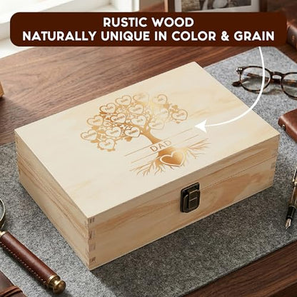Gifts for Grandpa or Dad, Personalized Family Tree Memory Box, Father's Day - style: 20. Dad Family Tree
