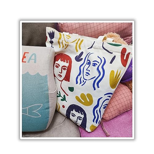 Canvas Tote Bag, Pockets, Zipper, Durable, Lightweight, Cotton Shopping Cloth Bag, Gifts - color: Girl’s Avatar