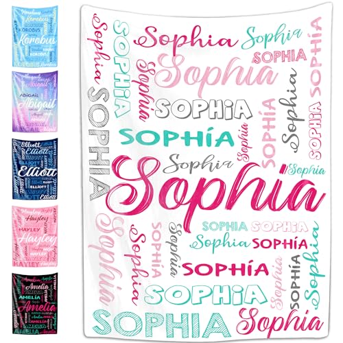 Custom Name Blanket for Baby Boys Girls, Personalized Baby Name Throws Blankets, Customize Blanket Gifts for Kids Newborn Men Women - color: Design 02-white