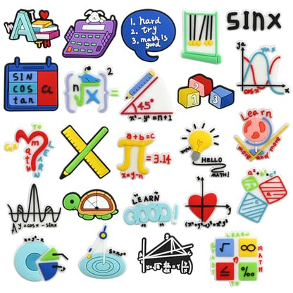 Cute Pins Bulk, Funny Lapel Badge Pins Rubber Brooch Pins for Backpacks, Hats, Bags - style: Math-24PCS