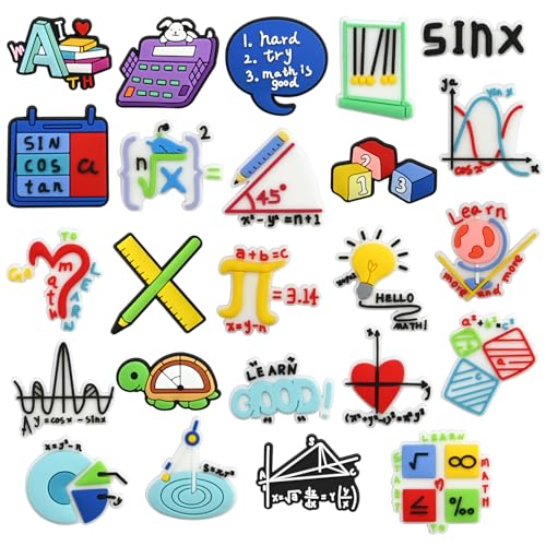 Cute Pins Bulk, Funny Lapel Badge Pins Rubber Brooch Pins for Backpacks, Hats, Bags - style: Math-24PCS