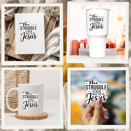(3Pcs) The Struggle is Real But So is Jesus Stickers Christian Inspirational Verse Waterproof Vinyl Decal Kindle Water Bottle Bumper Car Hard Hat Phone Laptop Religious Scripture Prayer Gifts 3x2.5