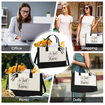 Christian Canvas Tote Bag - Be Still and Know Grocery Handbags - style: Be Still