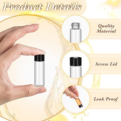 Lallisa 80 Pcs 5 ml Glass Vials with Screw Caps, Leakproof Small Glass Bottles Bulk, Mini Sample Vials with Plastic Stopper for Essential Oils, Sample, DIY Craft (Clear with Black Cap) - color: Clear with Black Cap, size: 5 ml