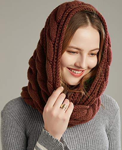NEOSAN Womens Thick Ribbed Knit Winter Infinity Circle Loop Scarf - color: Twist Brown