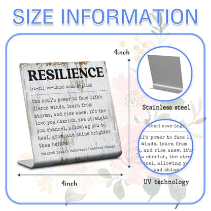 Resilience Inspirational Desk Sign Rustic Steel Plaque with Emotional Strength Quote, Healing Decor for Women, Therapists, Survivors, or Office Motivation Gift for Growth & Recovery XLK519 - style: Resilience