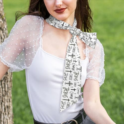 Christian Jesus Cross Scarf For Women, Multi‑purpose Ribbon, Neck Hair Handbag Accessory Versatile Bandana - color: Jesus Christian Cross 6