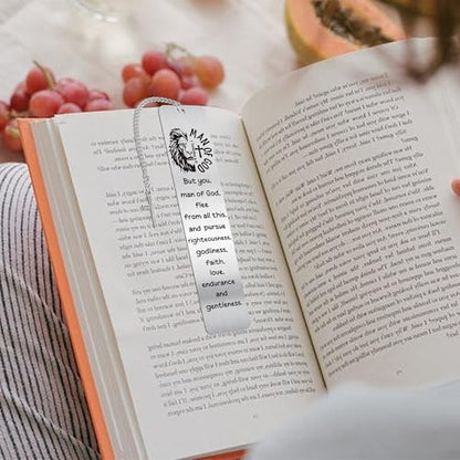 Lion Christian Metal Bookmark, Scripture Book Mark Gift for Men - style: Bible for Men