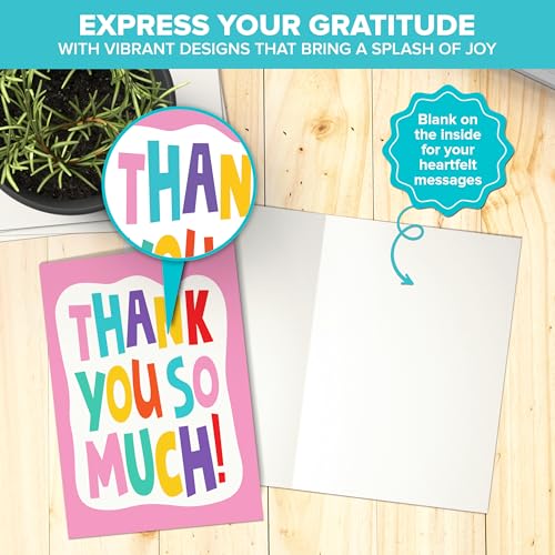 Decorably 24 Pack 6x4in Gratitude Thank You Cards for Teachers