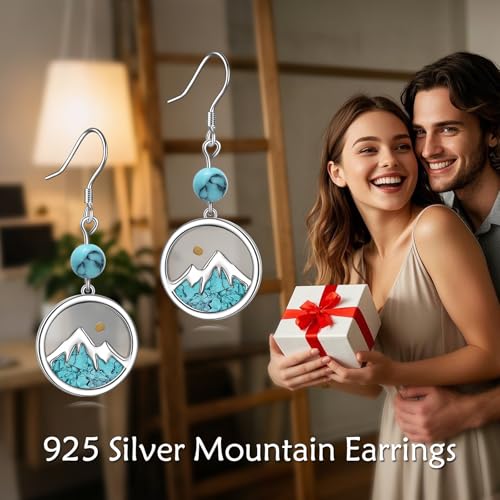 AOBOCO Mustard Seed Earrings for Women Sterling Silver Mountain Cross Earrings Dangle Christian Religion Jewelry Mothers Day Birthday for Mom Wife Friends - style: Round Turquoise Earrings