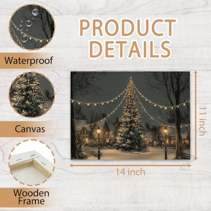 KSDUT Christmas Christmas Winter Pine Tree Framed Wall Art 14x11 Inch - color: Christmas-20