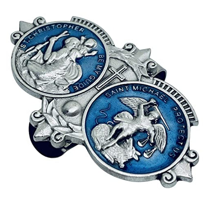 St Christopher and St Michael Blue Visor Clip