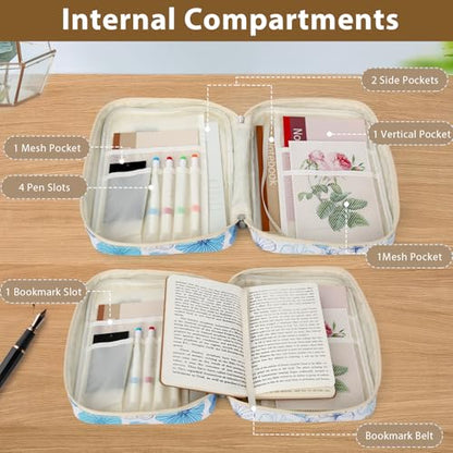 Bible Cover with Durable Handle, Carrying Book Case Church Bag Bible, Protective with Zippered Pocket, Bible Study Accessories Supplies, Book Protector for Book Lovers, MistyBlue - color: Misty Blue