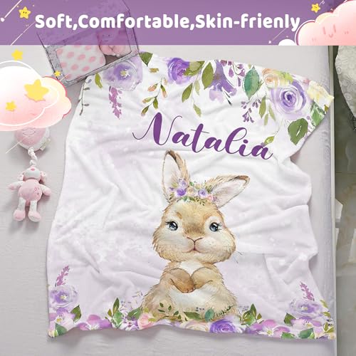 Personalized Baby Bunny Blanket for Girls with Name - color: Bunny