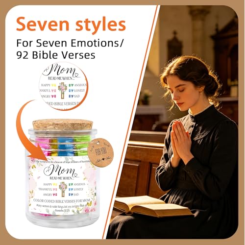 Bozidol Bible Verse Jar for Mom, Mom Gifts from Daughter Son, 90 Color Coded Bible Verses in a Jar, Inspirational Christian Faith Based Mothers Day Christmas Birthday Gifts for Women - color: Mom