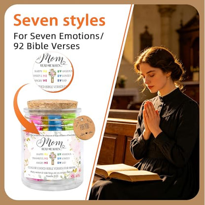 Bozidol Bible Verse Jar for Mom, Mom Gifts from Daughter Son, 90 Color Coded Bible Verses in a Jar, Inspirational Christian Faith Based Mothers Day Christmas Birthday Gifts for Women - color: Mom