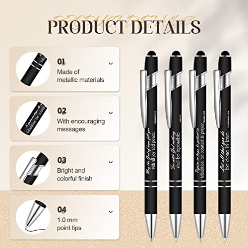 Teling 20 Pcs Christian Engraved Pens with Bible Verse Black Ink