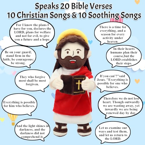 Yelakey Speaking Jesus Plush Doll 13.4", Religious Gift for Kids - color: Red