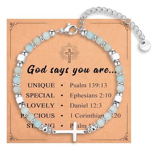 Religious Cross Bracelet for Women Girls, Christian Gifts - color: God says you are unique...