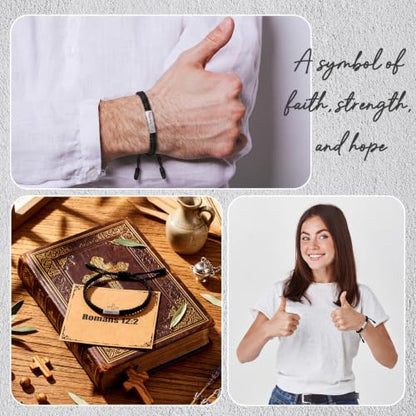 Landical Bible Verses Bracelet Christian Gift Teens Men - style: Romans 12:2