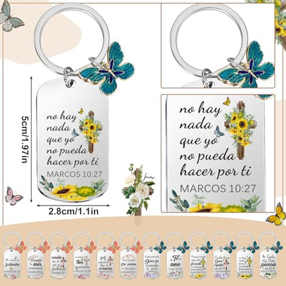 Misdary 12 Pcs Christian Bible Verse Keychain Bulk for Women - style: Spanish