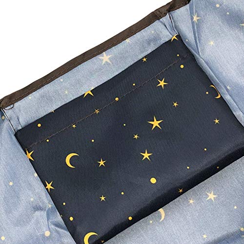 allydrew Large Foldable Tote Nylon Reusable Grocery Bags - color: Set of 2, Moon & Stars, size: Large & Small (Set of 2)