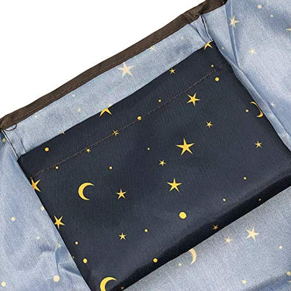 allydrew Large Foldable Tote Nylon Reusable Grocery Bags - color: Set of 2, Moon & Stars, size: Large & Small (Set of 2)