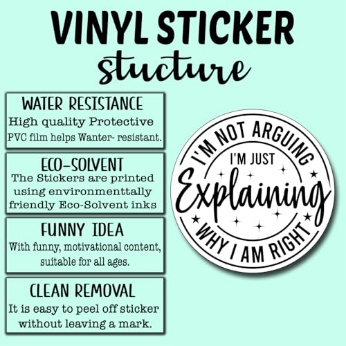 (3Pcs) I'm Not Arguing I'm Just Explaining Why I Am Right Sticker Funny Motivational Sayings Decals Decorate Books Laptop Phone Water Bottles Kindles Tumbler Waterproof Vinyl Stickers 3" Inch - color: I'm Not Arguing I'm Just Explaining Why I Am Right