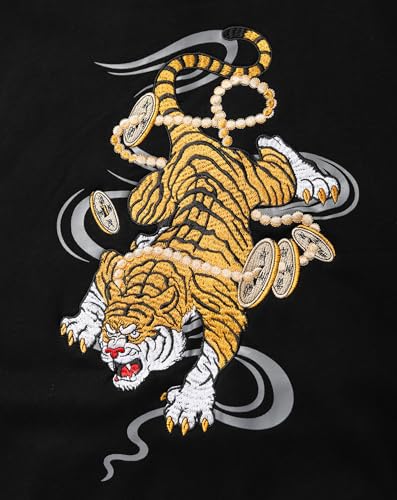 Niepce Inc Men's Embroidered Graphic Crewneck Sweatshirt - color: Black-tiger, size: XX-Large
