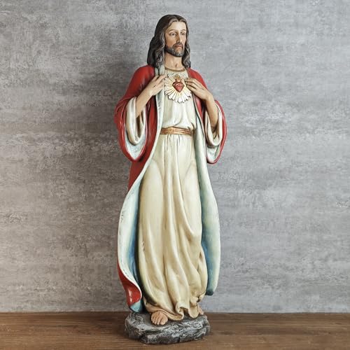 BC Catholic Sacred Heart of Jesus Statue 16.7" H Large Jesus Christ Statue - size: 16.7 inches H