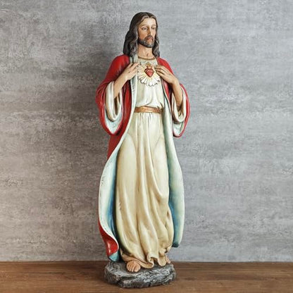 BC Catholic Sacred Heart of Jesus Statue 16.7" H Large Jesus Christ Statue - size: 16.7 inches H
