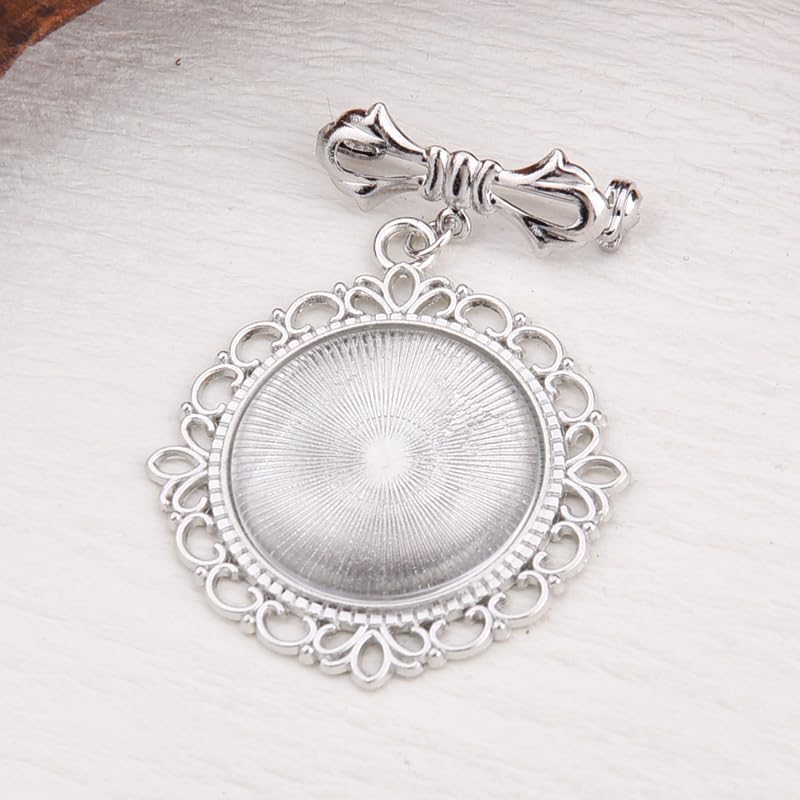 Wedding Double Picture Frame Brooch for Bride Grooms Boutonniece Pin for Wedding Bouquet - color: Bow