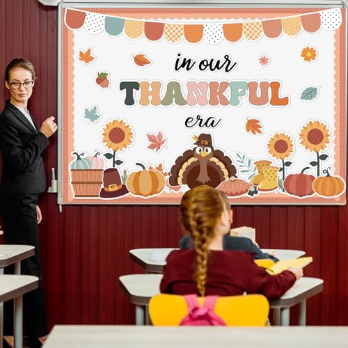 ojustbeok Fall Turkey Bulletin Board Set Thankful Era Classroom Decor - style: Thanksgiving Turkey