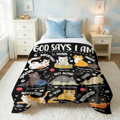 Cat Throw Blanket with Bible Verse,Thoughtful Christian Gifts - color: Bible-cat, size: 30"x40"