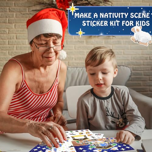 Yexiya 60 Sheets Christmas Nativity Stickers Make a Scene Kit, Cartoon - style: Cartoon