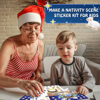 Yexiya 60 Sheets Christmas Nativity Stickers Make a Scene Kit, Cartoon - style: Cartoon