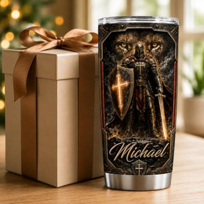 Personalized Christian Gifts For Men - Religious Man Of Faith Warrior Christ Tumbler V13 - A Child Of God Bible For Dad, Husband, Grandpa on Fathers Day, Christmas, Birthday - color: CH-VAR-13