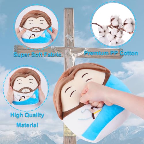Jesus Plush Pillow Christian Gifts - Jesus Stuffed Animal Perfect Religious with Prayer Design Blue 10 Inch - style: Blue Jesus Pillow