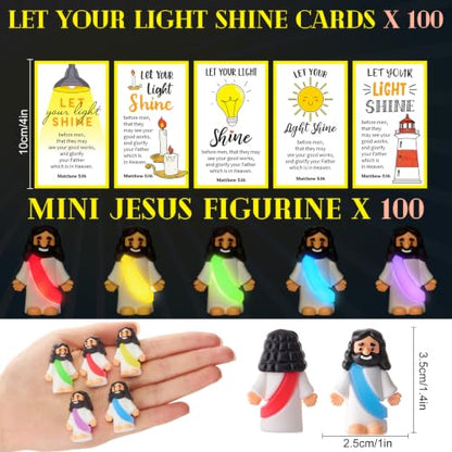 CroBlissful 100 Sets Mini Jesus Figurines Glow in Dark, Glowing Open Arms - style: Glowing Open Arms