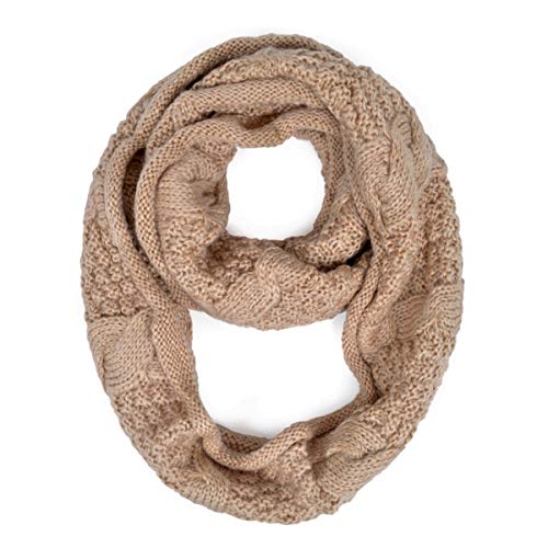 TrendsBlue Premium Winter Thick Infinity Twist Cable Knit Scarf - Diff Colors Avail. - color: Beige