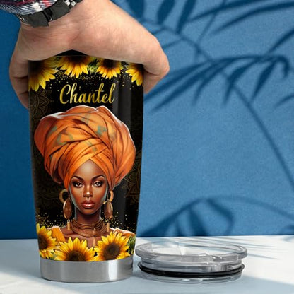 SANDJEST Personalized Black Queen Tumbler Faith Women Bible 20oz 30oz Tumblers with Lid Gift for African American Girl Encouragement Birthday - color: Black Woman 3