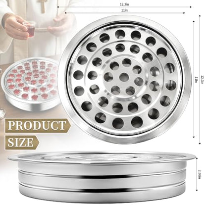 Stainless Steel Communion Tray, 40 Cup Openings, Stackable Silver Church Communion Cup Holder for Worship Services and Holy Communion Supplies, 1 Silver Wine Tray, No Lid - color: Silver