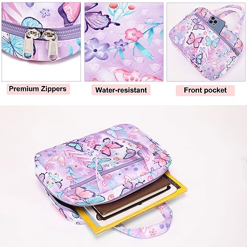 Octsky Bible Covers Bible Case Book Carrying Case Scripture Church Bag Bible Protective with Handle Zippered Pocket (Butterfly Purple)