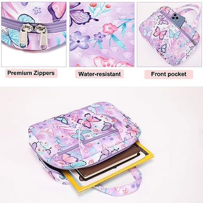 Octsky Bible Covers Bible Case Book Carrying Case Scripture Church Bag Bible Protective with Handle Zippered Pocket (Butterfly Purple)