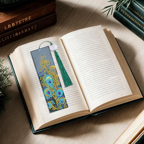 8 Pieces Christian Bible Verse Diamond Art Bookmarks 5d Christian Beaded Bookmark Acrylic Tassel Bookmark for DIY Making Beginners Adults Arts Craft Supplies (Feathers) - color: Feathers