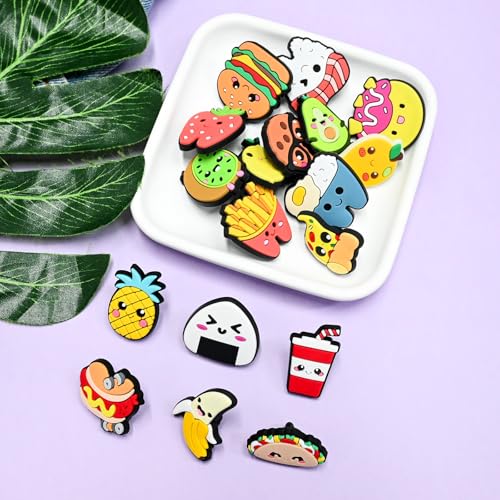 Cute Pins Bulk, Funny Lapel Badge Pins Rubber Brooch Pins for Backpacks, Hats, Bags - style: Food-30PCS