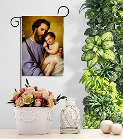 St. Joseph And Infant Jesus Flag Religious Tapestry Faith Hope Grace Religion House Wall Poster ReligionHome Decor Easter Decoration Garden Banner Small Holy Week Grave Yard Sign Christian Gifts Made In USA